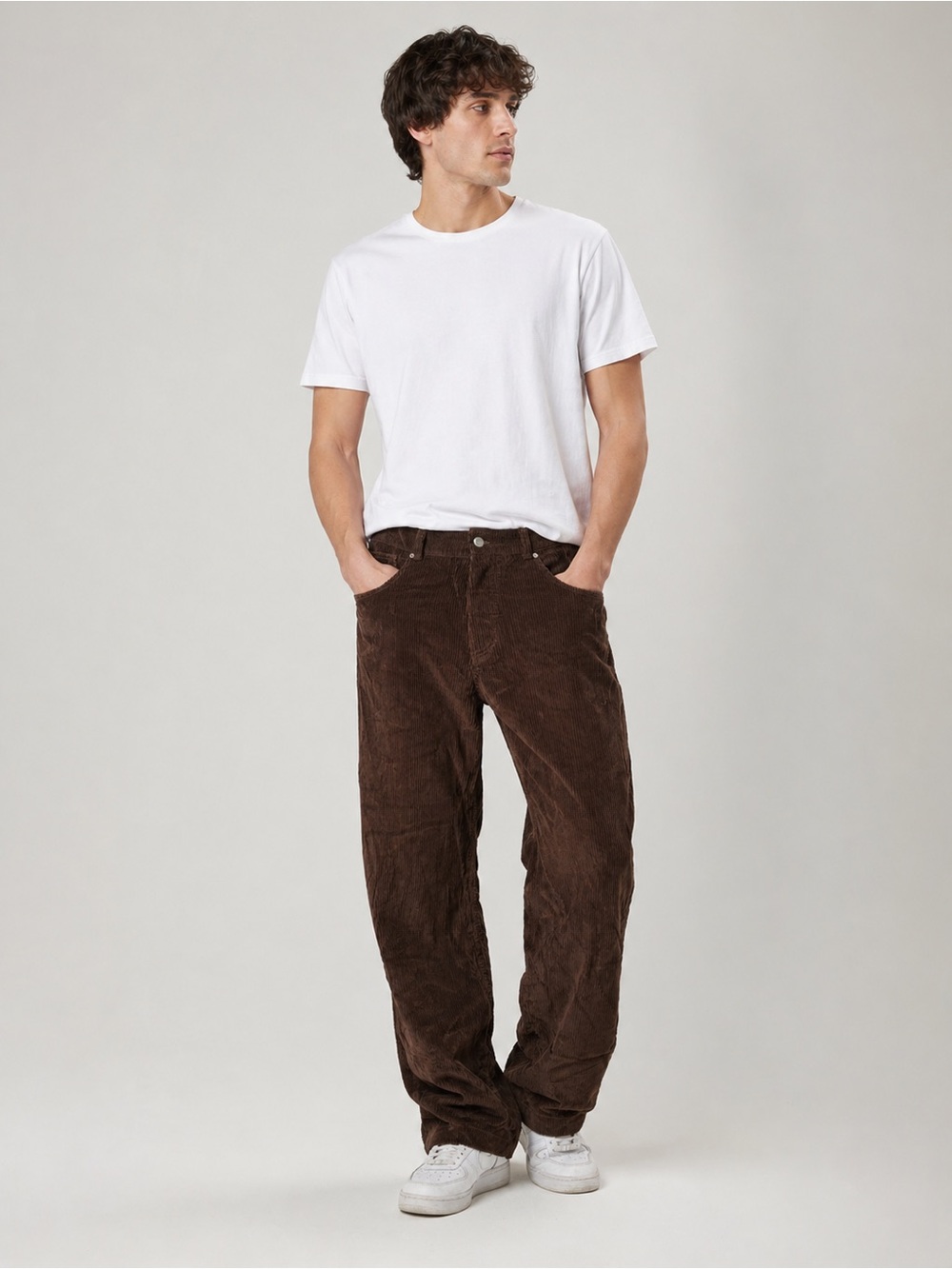Nanushka Mens Brown Corduroy Cotton Relaxed Fit Trouser Pants, Size 31